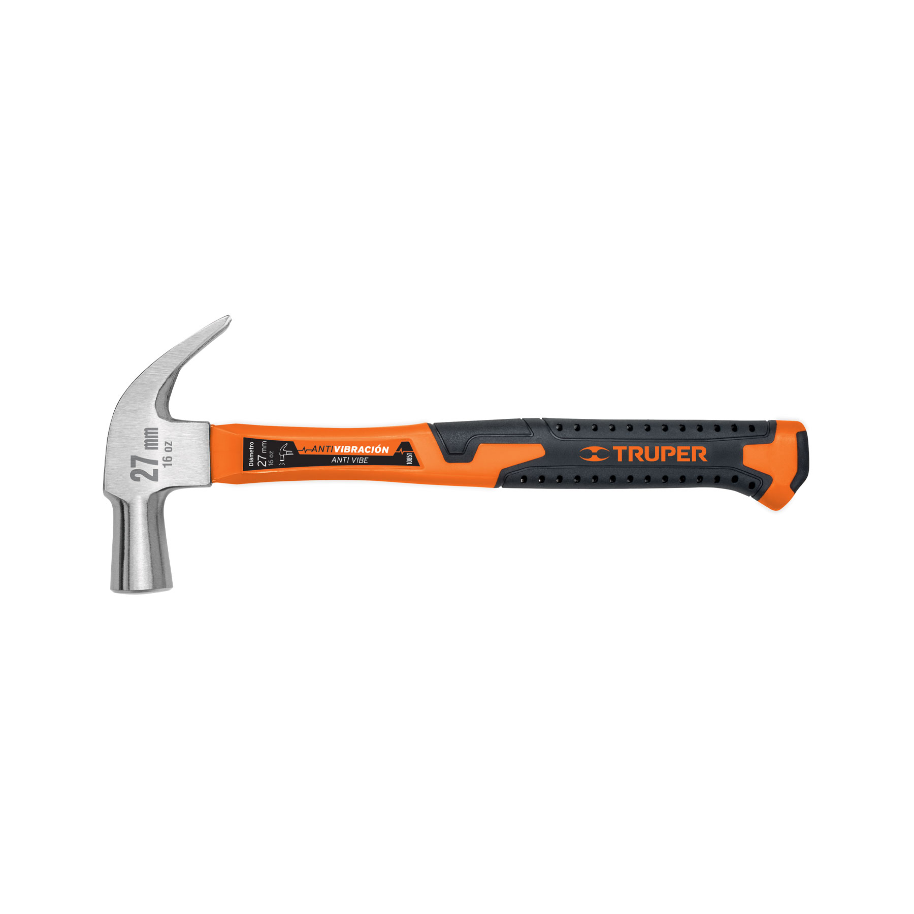 Martillo tubular pulido, uña curva, 16 oz