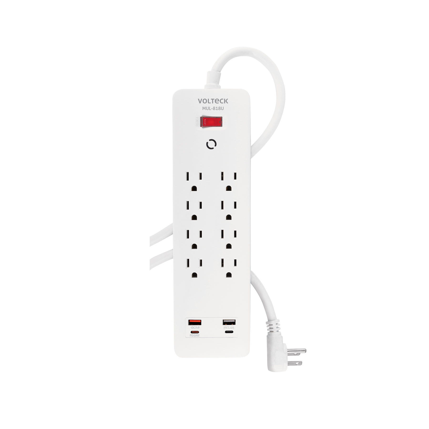 Multicontactos con supresor de picos, puertos USB tipo A y C carga rápida