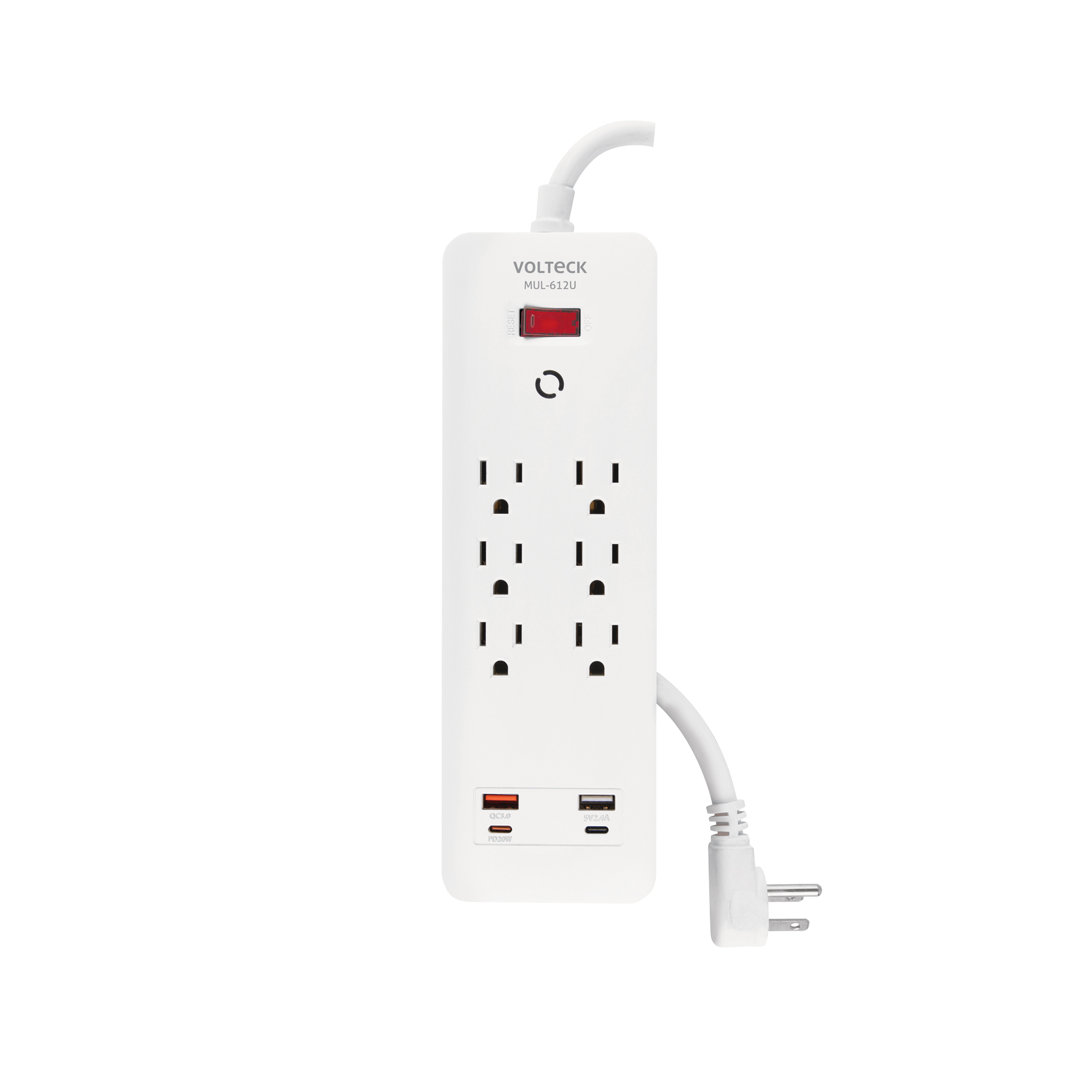 Multicontactos con supresor de picos, puertos USB tipo A y C carga rápida