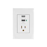 Placa con 2 puertos USB y contacto 2 polos + tierra